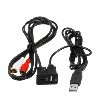 Auto Elektronika Príslušenstvo USB 1,5 M 3,5 mm AUX Stereo Kábel Žena Na 2 RCA Male Auto Loď Technickú Flush Mount ABS