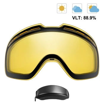 Lyžiarske Okuliare Objektívu Náhradné Magnetické Snehu Okuliare Objektív Dvojitej Vrstvy Anti-fog UV400 Nočné Lyžovanie, Snowboard Okuliare, Šošovky