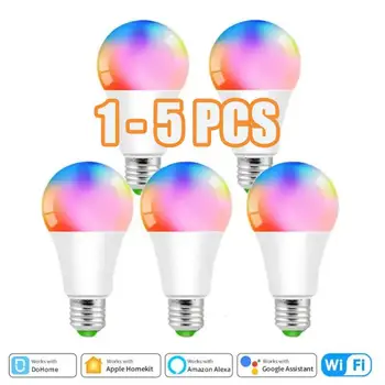 1-5 KS Homekit WIFI Smart Žiarovky E27 RGBCW Stmievateľné Lightbulb 12W LED Lampa App/Hlas/Časovač Ovládanie Cez Siri Alexa Domovská stránka Google