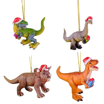 Ozdoby na vianočný Stromček, Akrylové Ozdoby Dinosaurami Vianočné Hat Deti Darček