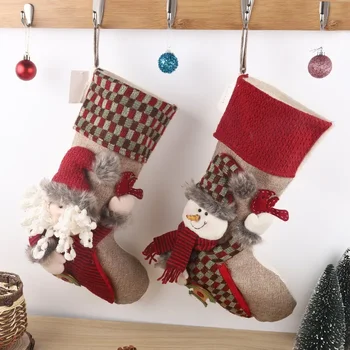 Vianočný Výzdoba Detí, Darček Taška Candy Bag Vianočné Prívesok Santa Snehuliak Malé Ponožky Leg Warmers