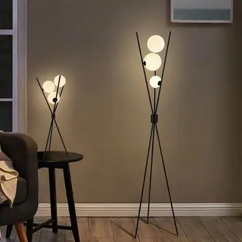 Nordic Black Poschodí Lampa Gauč Obývacia Izba Dekorácie Poschodí Svetlo, Statív 3D Moon Tienidlo Lampy Stojaca Lampa Izba Dekor