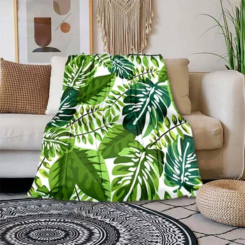 Svieži zelený list minimalistický vytlačené deka klimatizácia deka Pikniková deka Gauč prikrývka, Deka na posteľ Hodiť deka