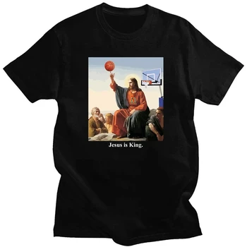 Pánske Kresťanskej Viery T-shirt Zábavné Ježiš Hrať Basketbal Tee Ženy Náboženstvo Topy Náboženské Veľkonočné Roupas Ropa Hombre Masculinas