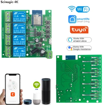 Tuya Smart Wifi Switch Modul USB 5V 7-32V 220V RF 433 Rádiové Diaľkové Ovládanie 4 Kanály Inching Relé Smart Home