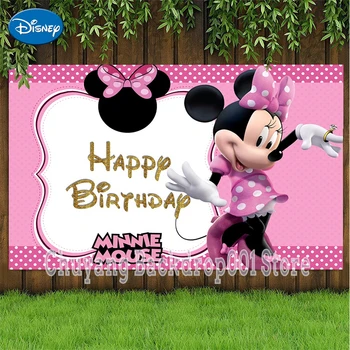 Disney Fotografie Pozadie Fotografie Pozadie Cartoon Ružová Mickey Mouse Dievča Narodeniny Fáze Dekor Transparent Photocall Fotografické