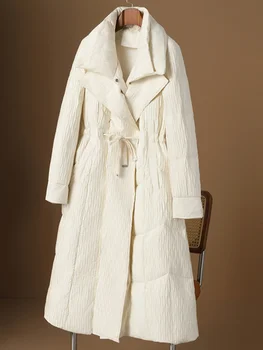 90 biely kačica nadol temperament off white nadol bunda dámske zimné nový Európsky high-end západného štýlu textúrou cape bunda