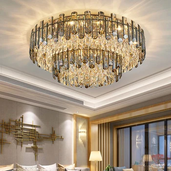 Luxusná Obývacia Izba Strop Pre Veľké Moderné Krištáľové Lampy Domáce Dekorácie Cristal Lesk Spálňa Zlato Svietidlo