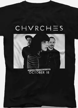 Vintage Chvrches kapela Plagát T-shirt Čierna Krátky Rukáv Všetkých Veľkostí S-5XL 3F723