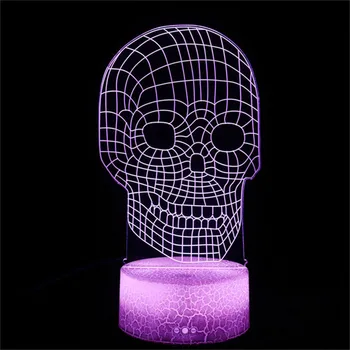 Nighdn Lebka Hlavy 3D Vizuálne Nočné Svetlo 7 Farieb Zmena Touch USB Akryl stolná Lampa Darček k Narodeninám Dieťa Nočného Izba Dekor