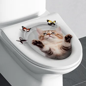 Mačka 3D Nálepky na Stenu Kúpeľne, Wc, detská Izba Stenu, Dekorácie, Nálepky-Nálepky Chladnička Nepremokavé Plagát 1P