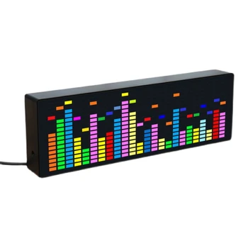 LED Hudba Spektrum Rytmus Svetlá Hlas Senzor 1624 RGB Atmosféru Indikátor Úrovne s Hodinami Displej(Wire-Control)