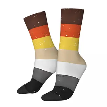 Faux Lesk Gay Medveď Pozadí Pride Vlajka Ponožky Športové 3D Tlač Chlapec Dievčatá Polovici teľa Ponožka