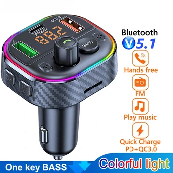 FM Stereo Bass Auto MP3 Prehrávač PD 20W USB QC3.0 Rýchle Nabíjanie Nabíjací Kábel Do Auta Handsfree Bluetooth 5.0 Automobilovej Súpravy Bluetooth