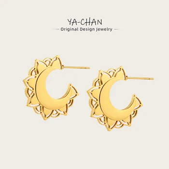 YACHAN Trendy Kovu, Nehrdzavejúcej Ocele v Tvare C Hoop Náušnice pre Ženy Geometrické PVD 18K Zlatom Nepremokavé Šperky