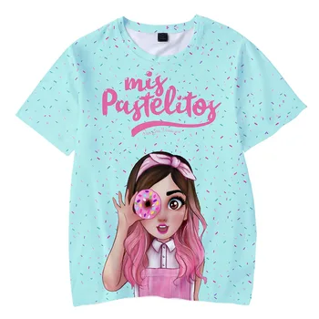 Mis Pastelitos Dievčatá Bežné Topy Periférne Trend 3D Farebná Tlač Deti Okrúhlym Výstrihom, krátke rukávy T-shirt Deti Oblečenie