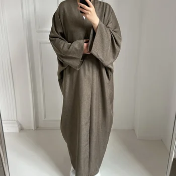 Letné Abaya Kimono Batwing Rukávy Moslimských Žien Islamské Oblečenie Dubaj Turecký Kaftan Bežné Ramadánu Eid Outwear ( Č Šátek )
