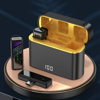 LEETA Bezdrôtový Lavalier Mikrofón Mini Prenosné Zníženie Hluku Nahrávanie Zvuku Mikrofónom Pre iPhone Android Nabíjanie Box