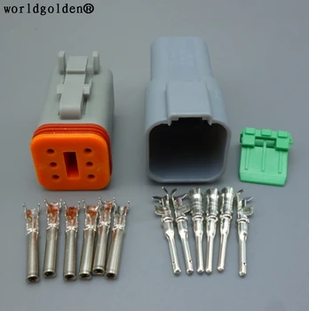 Worldgolden 6 Pin Ženských A Mužských Elektrického Drôtu Konektor Plug Enhanced Tesnenie Zmenšiť Boot Adaptér DT06-6S DT04-6P