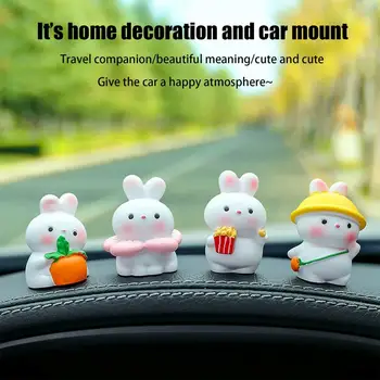Mini Bunny Figúrky Interiéru Vozidla Displej Ozdoby Realistický Detail Krásne Robustný Živé Ručné Malý Roztomilý Zajačik Údaje