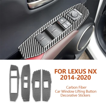 Pre Lexus NX 200 200t 300h na roky 2014-2020 Uhlíkové Vlákna Auto Okno Zdvíhacie Tlačidlo Panel Dekoratívne Samolepky Auto Interiéru Accessoriess
