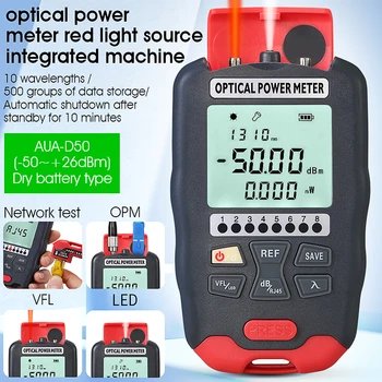 AUA-D50 4 in1 Mini Optická Power Meter Vizuálne Poruchy Locator Sieťový Kábel Test Optical Fiber Tester 1~50mw(voliteľné) Suché Batérie