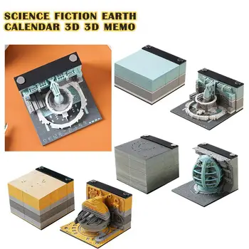 Sci Fi Papier Rezbárstvo Zemi Kalendár 3D priestorové Memo Papier, Umelecké Tvorivé Siete Červená Vysoký Krása