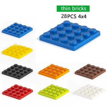DIY Stavebné Bloky Tenké Údaje Tehly 28pcs 4x4 Bodky Vzdelávacie Veľkosťou Kompatibilné S Inými Značky Hračky pre Deti,