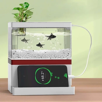 Stolný Mini akvárium Domácnosti Ekologické akvárium s Teleskopickým Spodnej časti Držiaka Telefónu Hydroponické Rastliny Kôš pre Domáce
