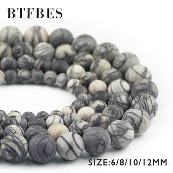 BTFBES AAA Matnej Čiernej farbe mriežky kameň Guľôčky z Prírodného Kameňa Kolo Rudy Voľné Perličiek 6 8 10 12 mm Loptu DIY Šperky Náramok, Takže Náhrdelník