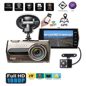 Automobilové DVR WiFi GPS Dash Cam Vozidla Kamera 1080P HD Disk videokamery Auto Príslušenstvo Nočné Videnie Registrátor Auto Čierna skrinka