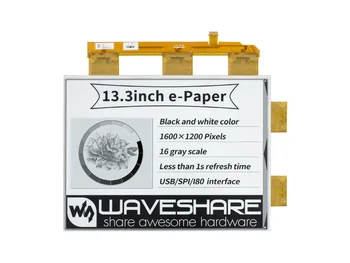 Waveshare 13,3 palca E-Kniha E-Ink Surové Displej pre Raspberry pi,1600×1200 Pixelov, Čierna/Biela,16 Sivá Váhy,Paralelný Port,Č PCB