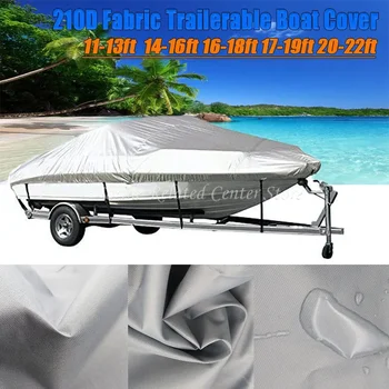 210D 11-22FT Textílie Trailerable Loď Kryt Vodotesný, Anti-UV Protector Rybársky Čln V-tvar Plátno Na Lodi Kryt Stan