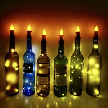 10Pack 20 LED Fľaša Vína Korku Svetlo S Plameň Sviečky Hviezdna Víla Svetlo Fľaša Vína Svetlá na Vianoce, Halloween Svadba Dekor
