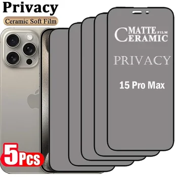 5 KS Matný ochrany Osobných údajov Keramické Fólie Pre iPhone 15 14 11 13 12 Pro Max XS X XR SE 8 7 14 Plus 12 13 Mini Screen Protector Nie Sklo