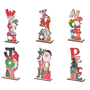 Vianočné Dekorácie Nordic Drevené Anonymný Starý Muž Maľované Písmená DIY Ploche Ozdoby Vianočné Gnome Kyvadlo Nový Rok Darček