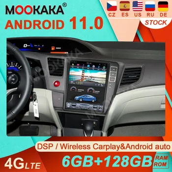 Android 11 128G PX6 Pre Honda Civic 2012-2015 Tesla Štýl Rádio GPS Navigácie Auto Stereo Multimediálny Prehrávač Audio Vedúci Jednotky