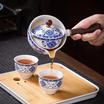 Keramická Kanvica S Drevenou Rukoväťou Strane-rukoväť Hrniec Domácnosti Kung Fu Oolong Filter Čaj Maker Tvorivé Čierna Keramika Teaware