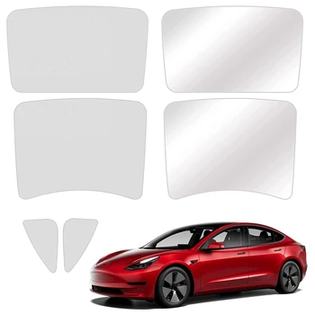 Pre Tesla Model 3 2021 Predné, Zadné, Slnko Odtiene Sklenená Strecha Slnečník UV Block Auto Bočné Okno Slnečník, 6PCS