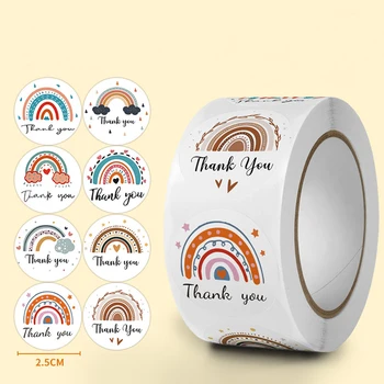 50-500pcs Roztomilý Kreslený Rainbow Ďakujem Nálepky na Darčekový Balíček Tesnenie Štítky, Obálky, Baliaci Narodeninovej Party Pečenie Nálepky