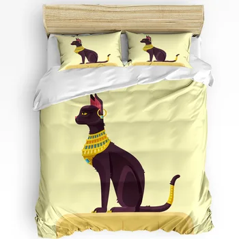Staroveký Egypt Mačka Zvierat Mačiatko posteľná bielizeň Set 3ks Perinu obliečka na Vankúš Deti, Dospelých Deka Kryt Manželská Posteľ Nastaviť bytový Textil