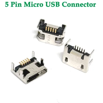1000pcs/veľa telefón chvost charing konektor USB konektor samica zásuvky 7.2 horn Micro USB konektor 5P DIP PLOCHÉ ÚSTA