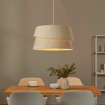 Francúzsky krém štýl luster Wabi Sabi Led Prívesok Lampa pre bývanie, Jedáleň, Spálňa minimalistický Ručné Textílie prívesok na čítanie