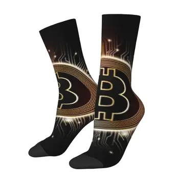 Šťastný pánske Ponožky Bitcoin Mail Retro Bitcoin Hip Hop Blázon Posádky Ponožky Darček Vzor Vytlačené
