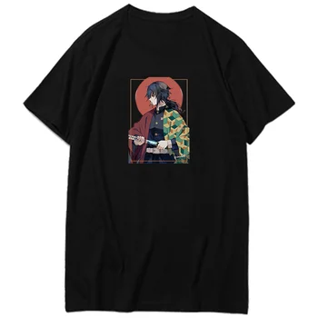 Démon Vrah Anime Giyu Tomioka Gotický Japonské Anime Unisex Black & White T-Shirt Harajuku Streetwear Letné oblečenie pre Mužov