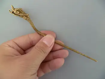 Antické zbierky hlavy draka vlasy ornament čistej mosadze vlásenky