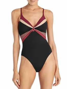 Móda V Krku Kontrastnej Farby jednodielne Plavky, Elegantné Bikini Set Žien Pláži Plavky 2023
