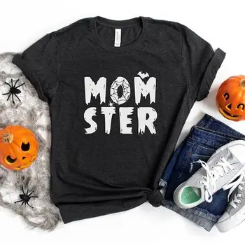 Momster Halloween T-Shirt Zábavné Žien Mama Tričko Farbou Roztomilý Letné Plus Veľkosť Tees Košele