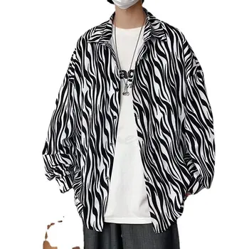 Pánske Retro Košele Abstraktné Tlač Dlhý Rukáv Košele Streetwear Módy Havajské Muž Tenké kórejský Trend 2023
