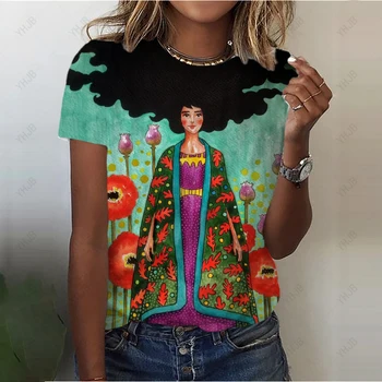 Krátke Sleeve Tee Abstraktné umenie, Maľovanie 90. rokov Dovolenku Ženy Móda Grafické Tričko Oblečenie T-shirt Tlač Oblečenie Letné Žena